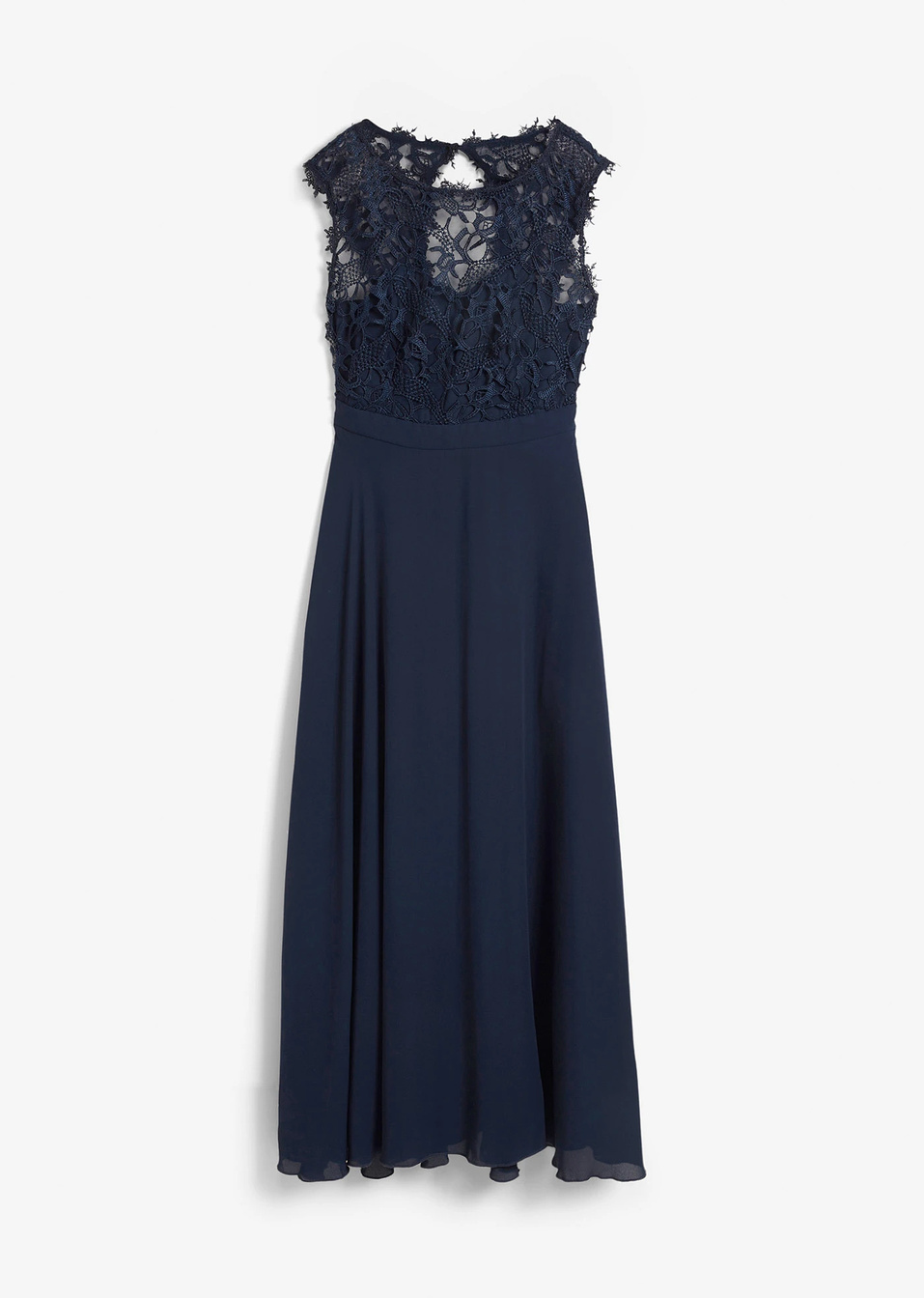 Μακρύ βραδινό φόρεμα με δαντέλα-Μπλε σκούρο-bpc selection premium bonprix collection