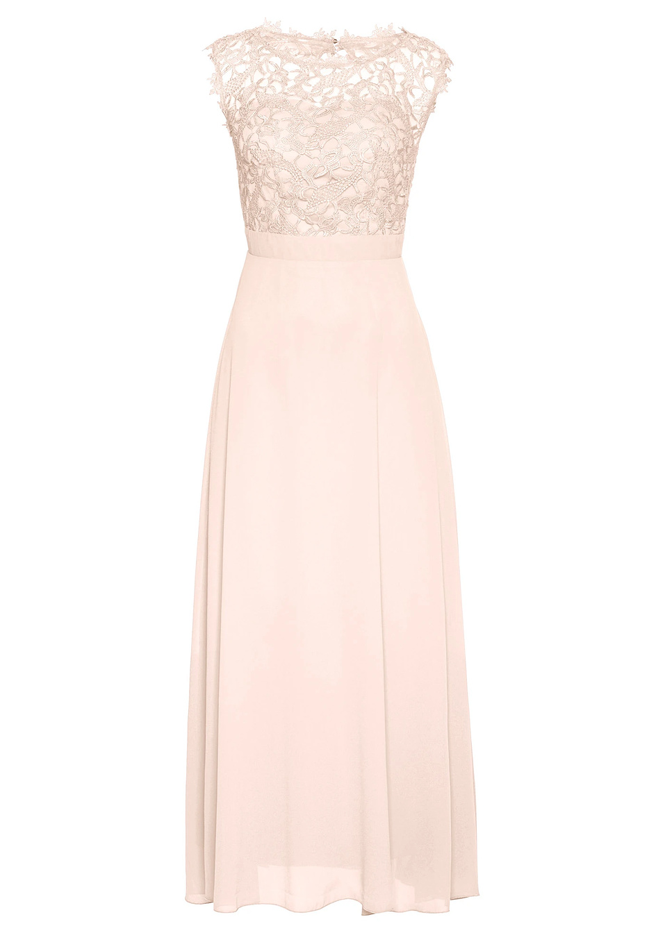 Μακρύ βραδινό φόρεμα με δαντέλα-Ροζ περλέ-bpc selection premium bonprix collection