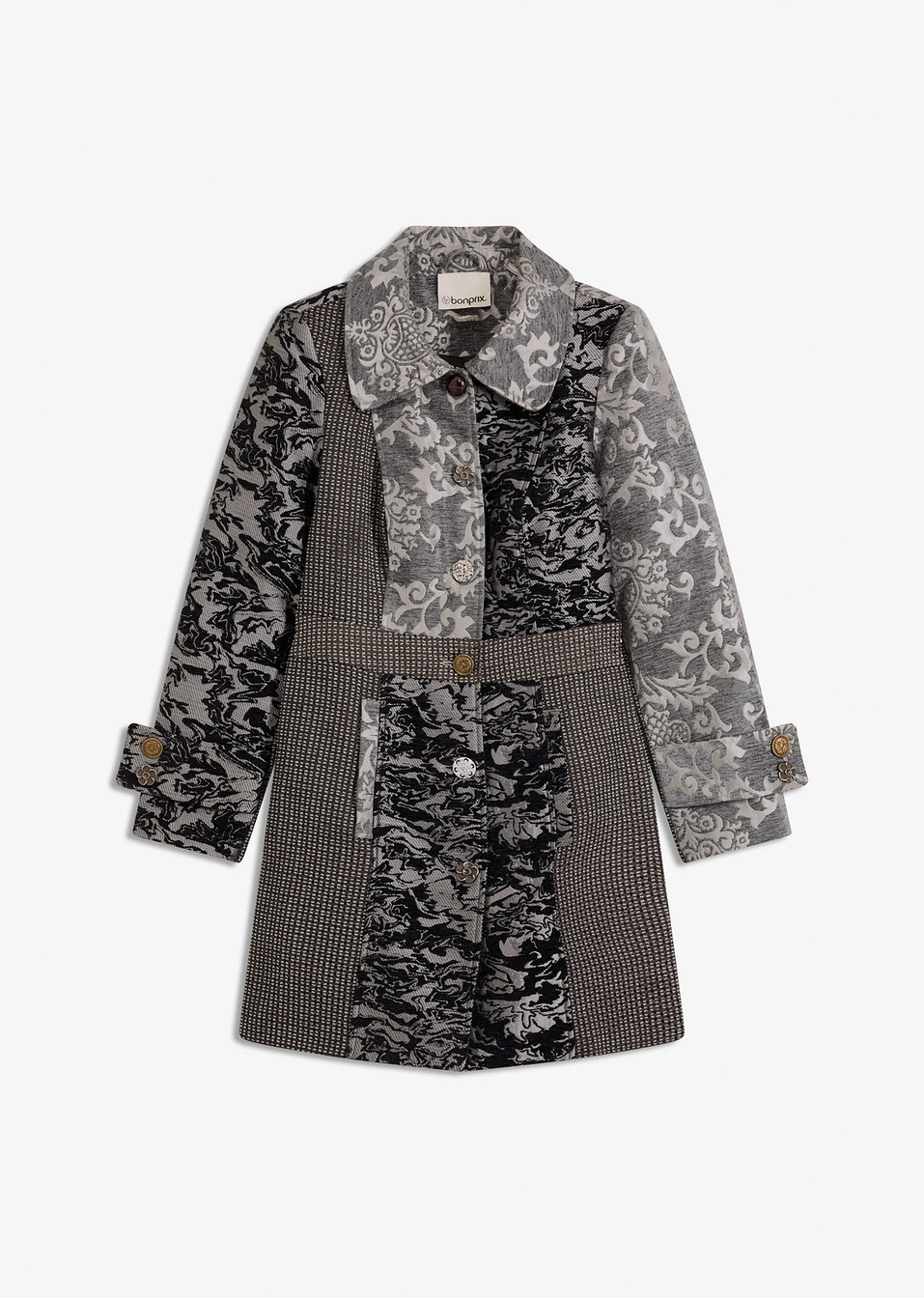 Παλτό patchwork-Γκρι ανοιχτό/Μαύρο-RAINBOW