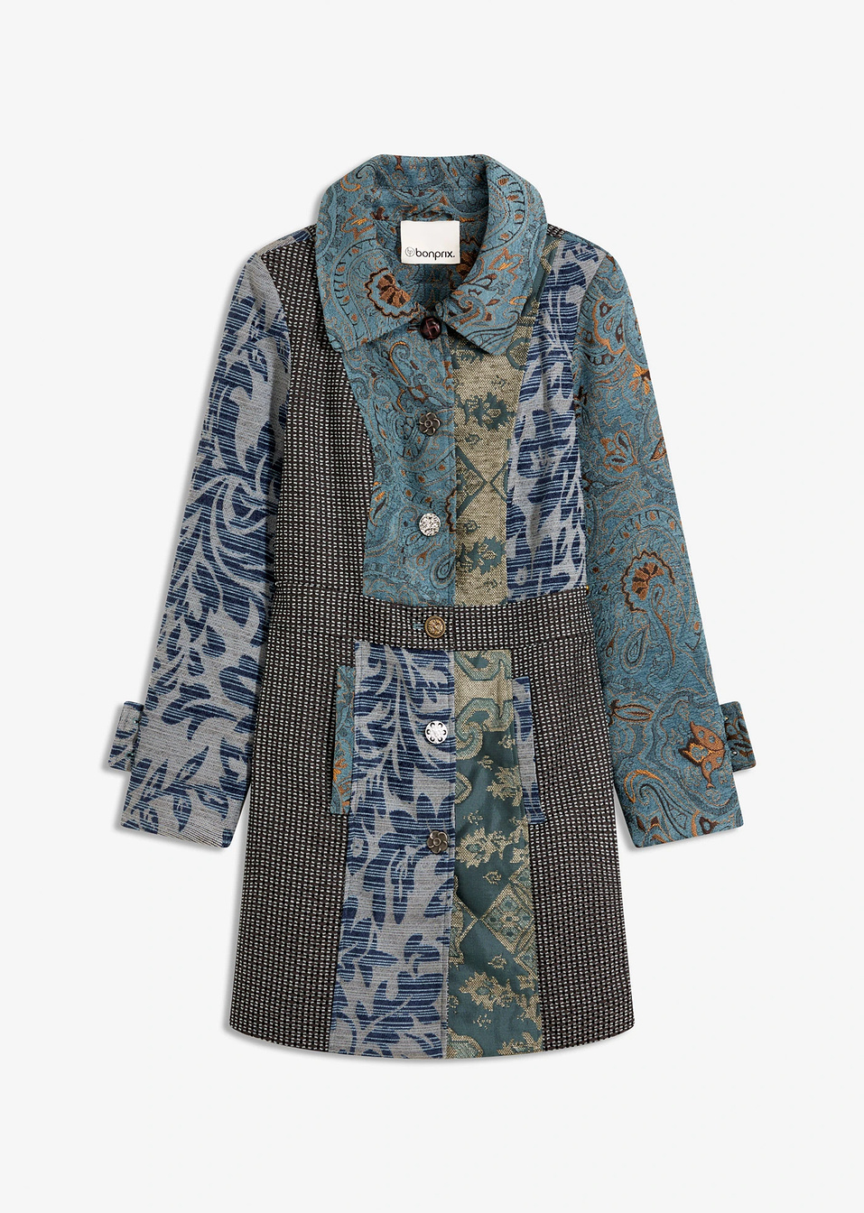 Παλτό patchwork-Μπλε εμπριμέ-RAINBOW