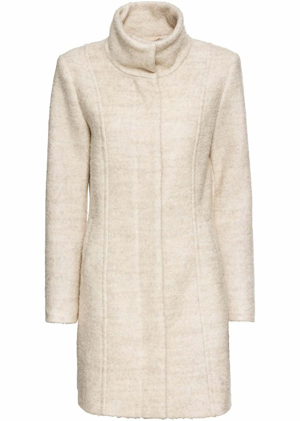 Κοντό μπουκλέ παλτό-Μπεζ ανοιχτό-BODYFLIRT