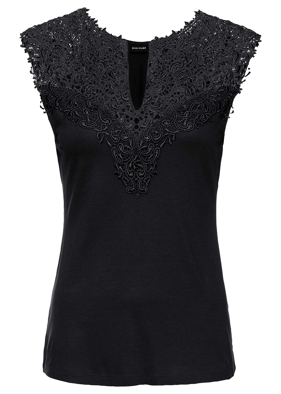 Τοπ με δαντέλα-Μαύρο-BODYFLIRT