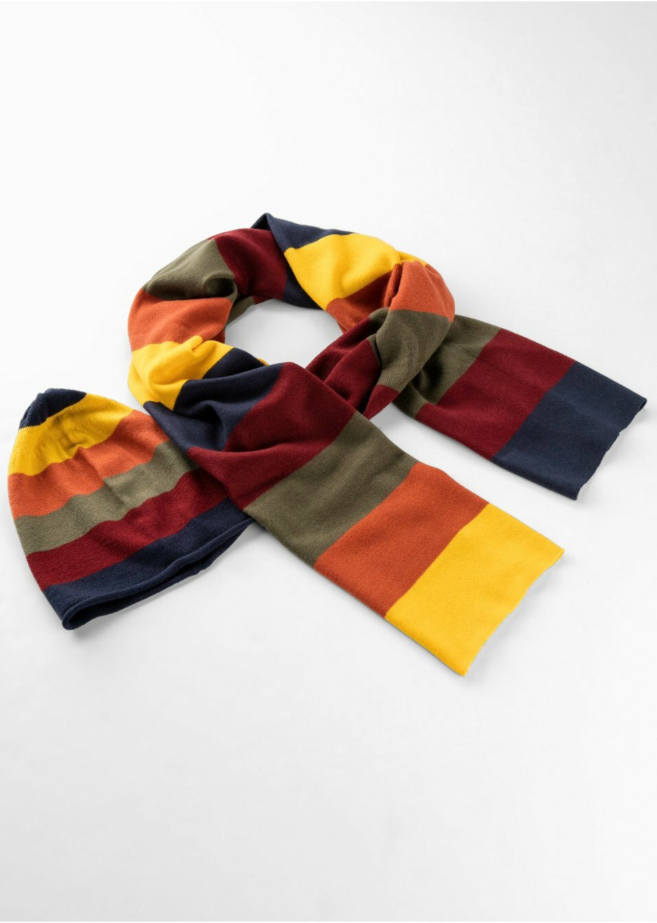 Κασκόλ και σκουφάκι (σετ 2 τεμ.)-Λαδί σκούρο/Πράσινο της δάφνης/Κροκί/Καφέ-bpc bonprix collection