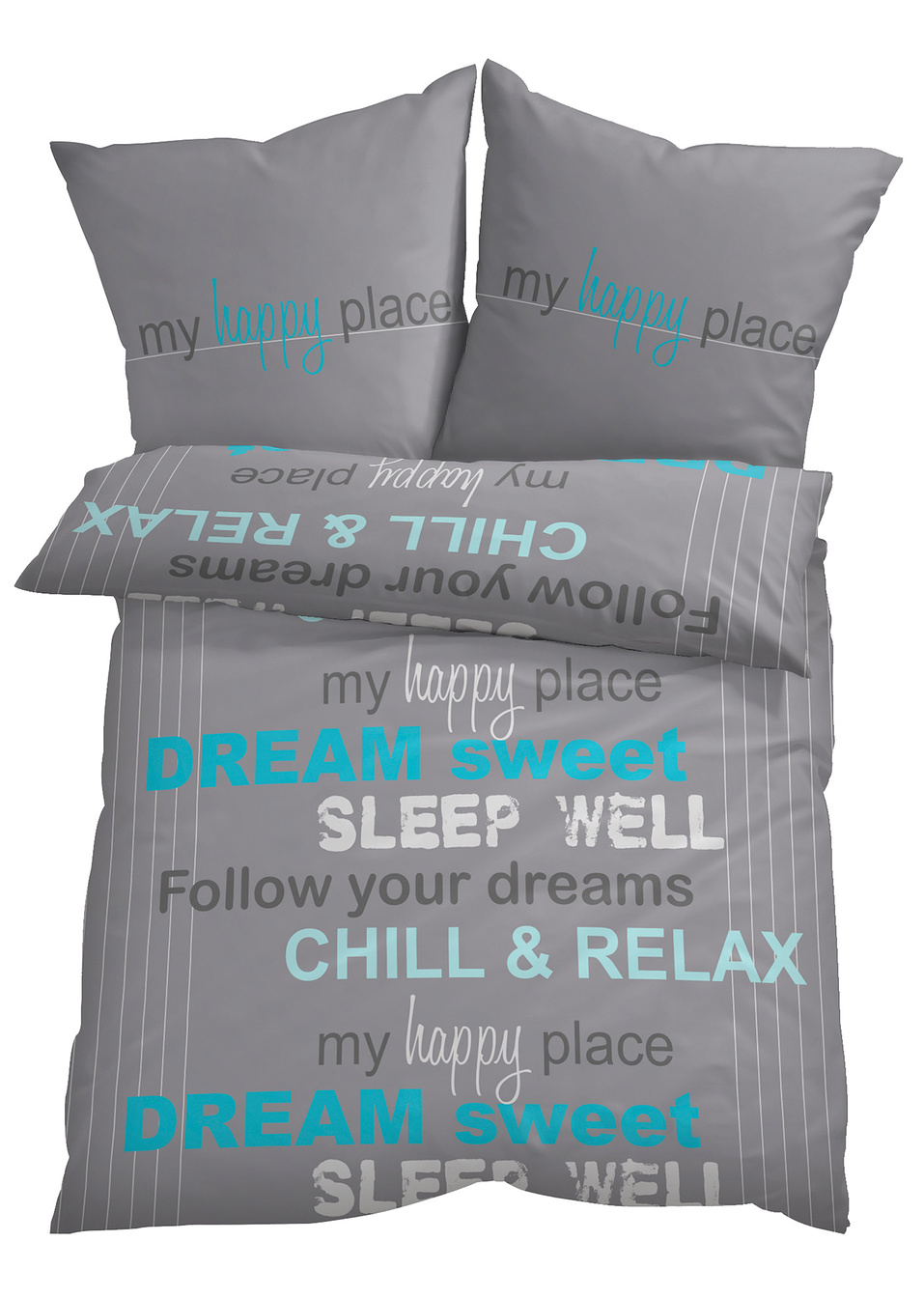 Παπλωματοθήκη με φράσεις-Γκρι-