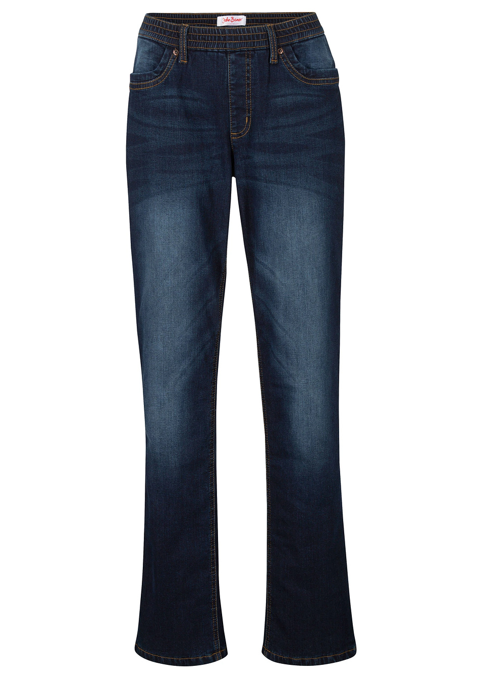 Термо дънки с ластик на талията-Тъмно синьо-John Baner JEANSWEAR