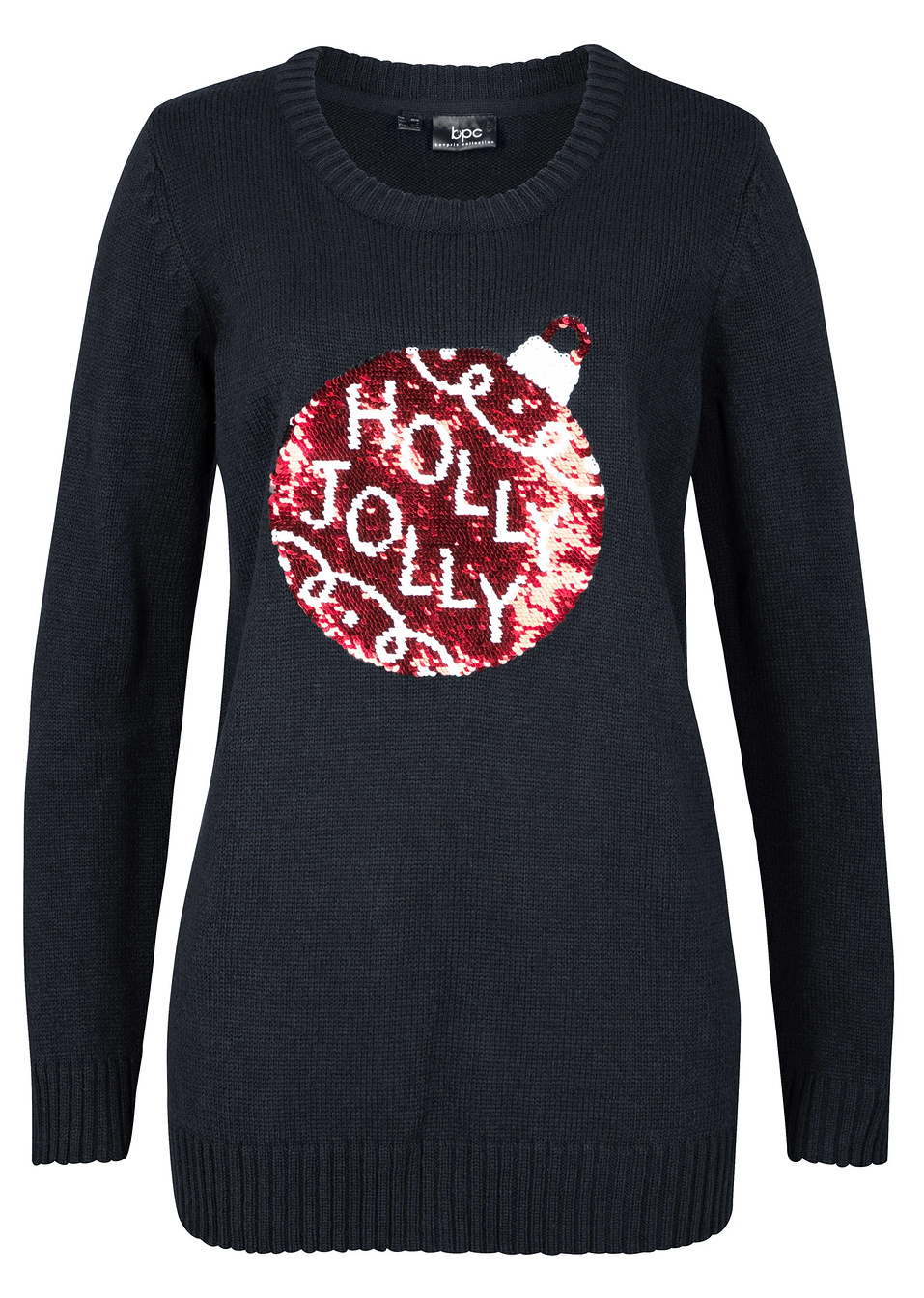 Χριστουγεννιάτικο πουλόβερ με αντιστρέψιμες παγιέτες-Μαύρο-bpc bonprix collection