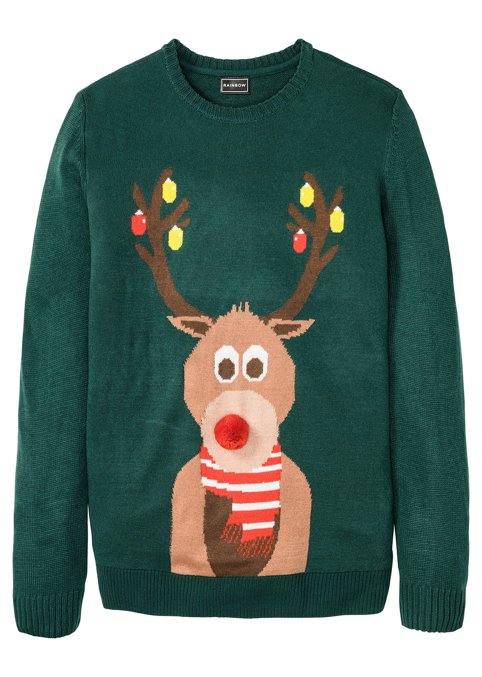 Χριστουγεννιάτικο πουλόβερ-Πράσινο σκούρο-RAINBOW