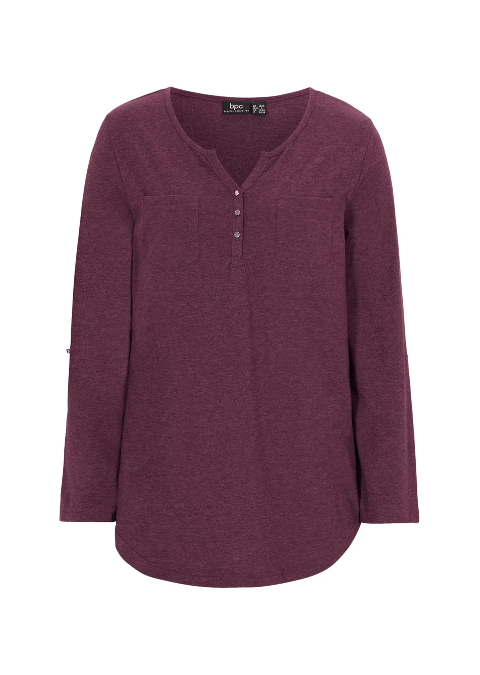 Βαμβακερή μπλούζα-Μωβ σκούρο-bpc bonprix collection