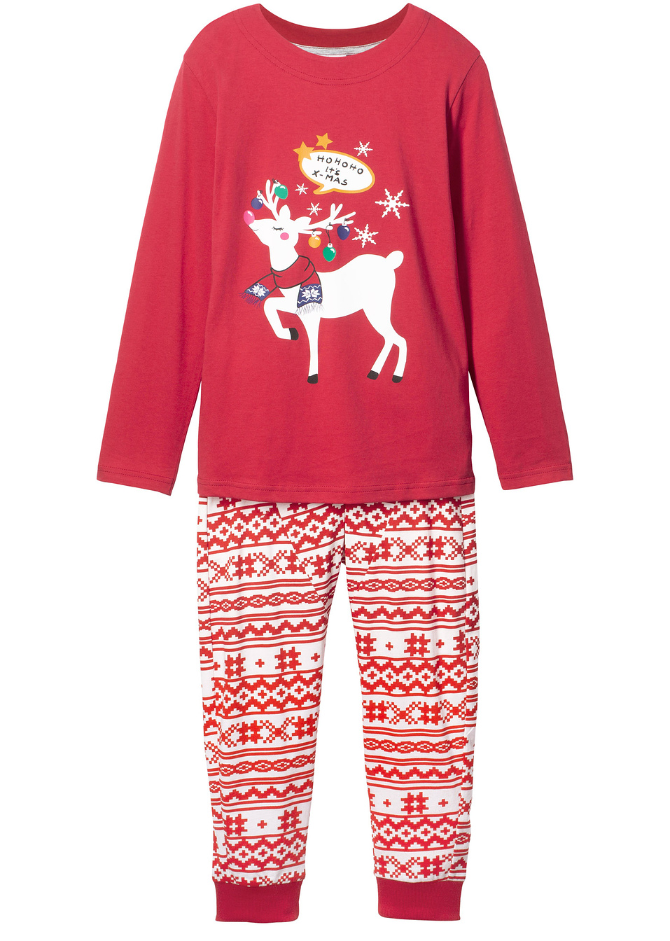 Пижама-Бяло кремаво/Тъмно червено с щампа-bpc bonprix collection