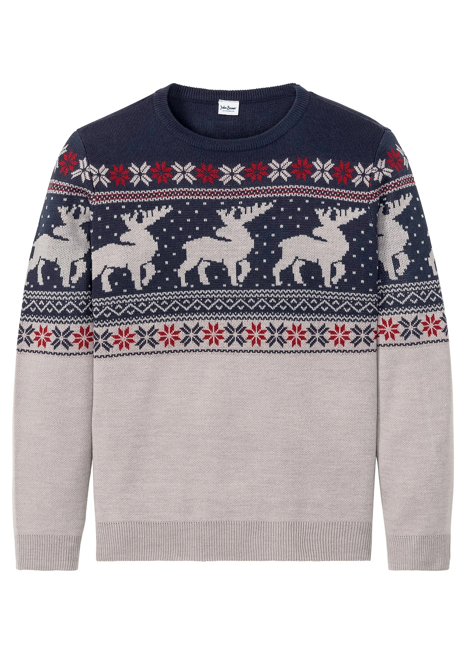 Νορβηγικό πουλόβερ-Γκρι ανοιχτό μελανζέ-bpc bonprix collection