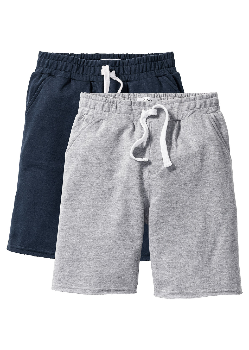 Βερμούδα φούτερ-Γκρι ανοιχτό μελανζέ + Μπλε σκούρο-bpc bonprix collection