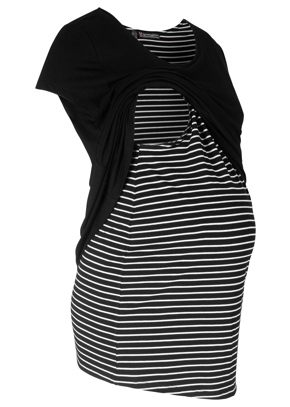 Μπλούζα εγκυμοσύνης και θηλασμού-Μαύρο/Λευκό ριγέ-bpc bonprix collection