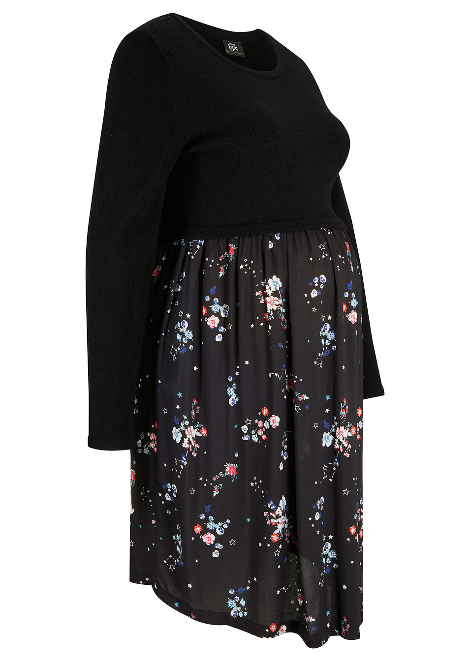 Рокля за бременни-Черно флорално-bpc bonprix collection