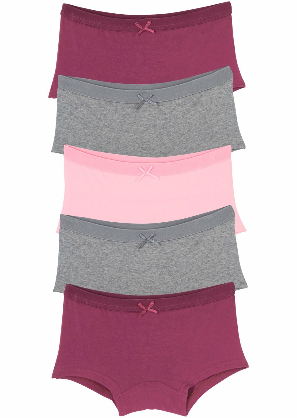 Φαρδύ σλιπ (συσκευασία των 5)-Γκρι ανοιχτό μελανζέ + Του μούρου + Ροζ της πούδρας-bpc bonprix collection