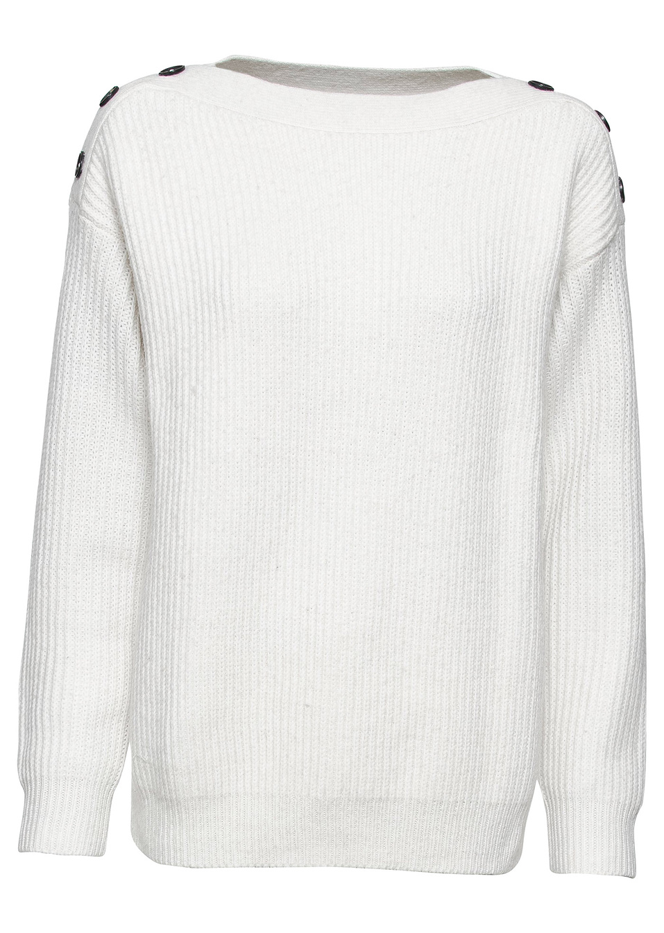 Πουλόβερ oversized με κουμπιά-Λευκό κρεμ-BODYFLIRT