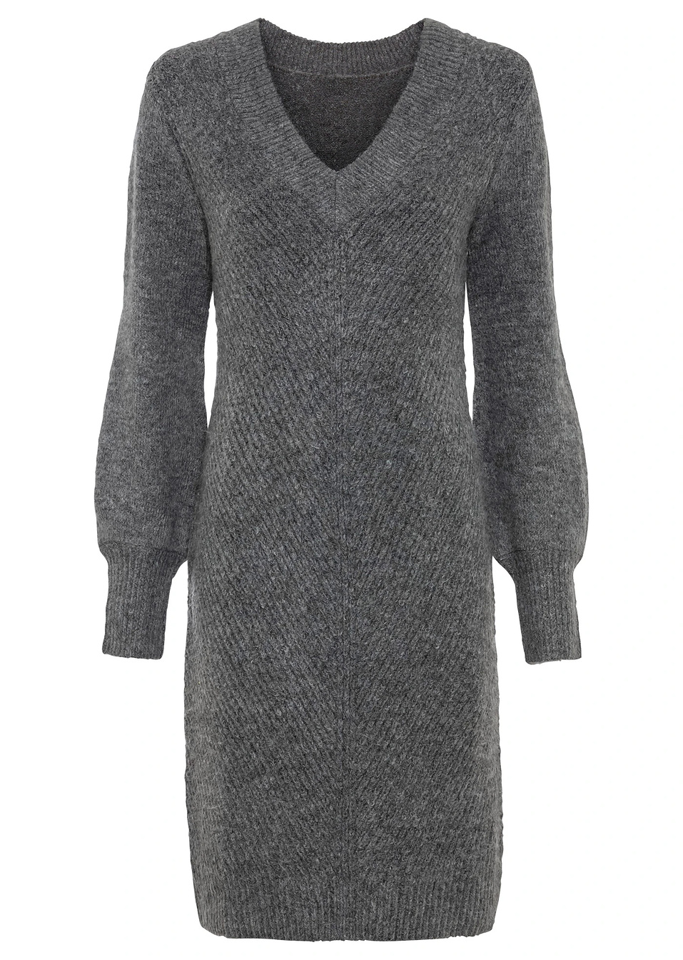 Πλεκτό φόρεμα-Ανθρακί μελανζέ-BODYFLIRT