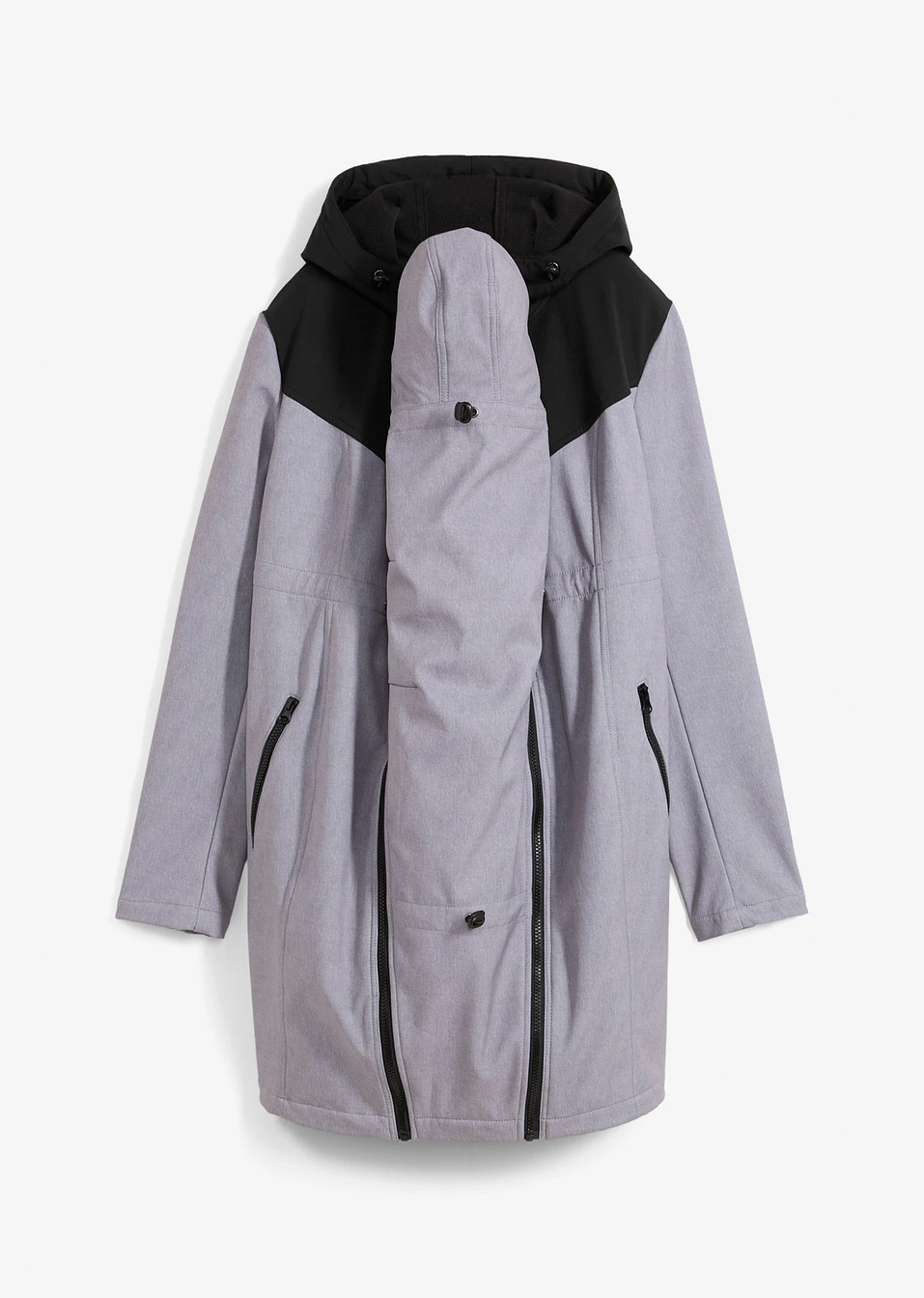 Τζάκετ εγκυμοσύνης από softshell με προσθήκη babywearing-Γκρι μελανζέ/Μαύρο-bpc bonprix collection