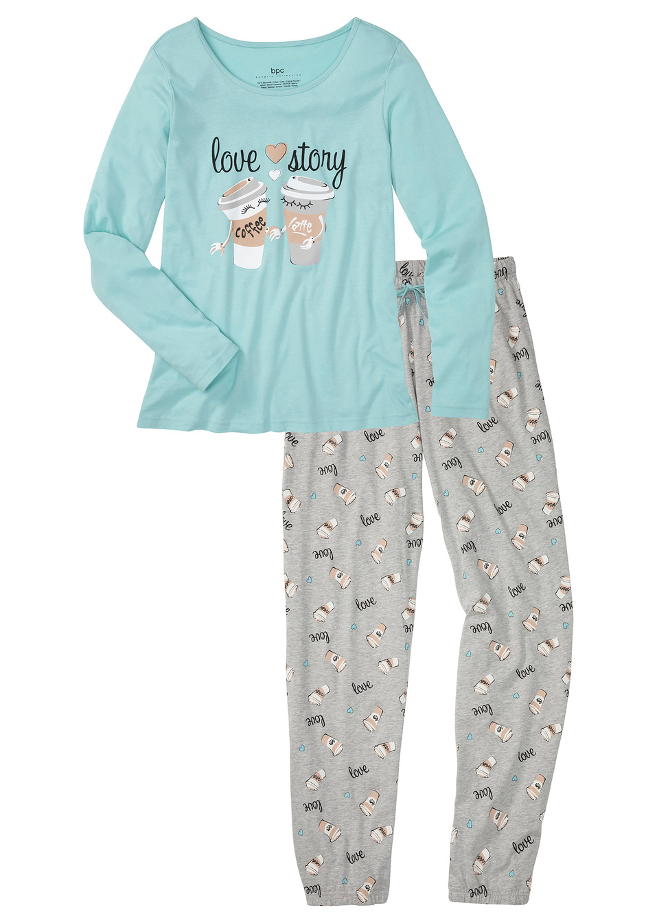 Πιτζάμα-Ουρανί παστέλ/Γκρι ανοιχτό μελανζέ εμπριμέ-bpc bonprix collection