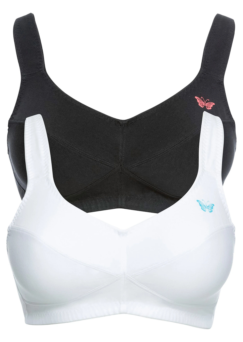 Σουτιέν χωρίς μπανέλα (συσκευασία των 2) από βιολογικό βαμβάκι-Λευκό + Μαύρο-bpc bonprix collection