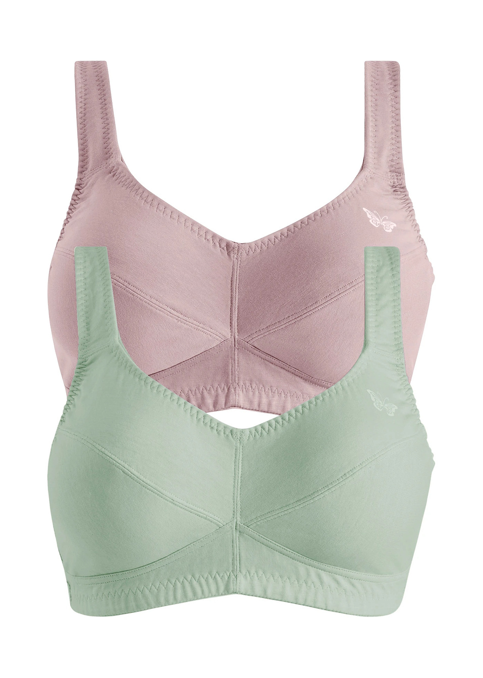 Σουτιέν χωρίς μπανέλα (συσκευασία των 2) από βιολογικό βαμβάκι-Ροζ παλ + Του φασκόμηλου παστέλ-bpc bonprix collection