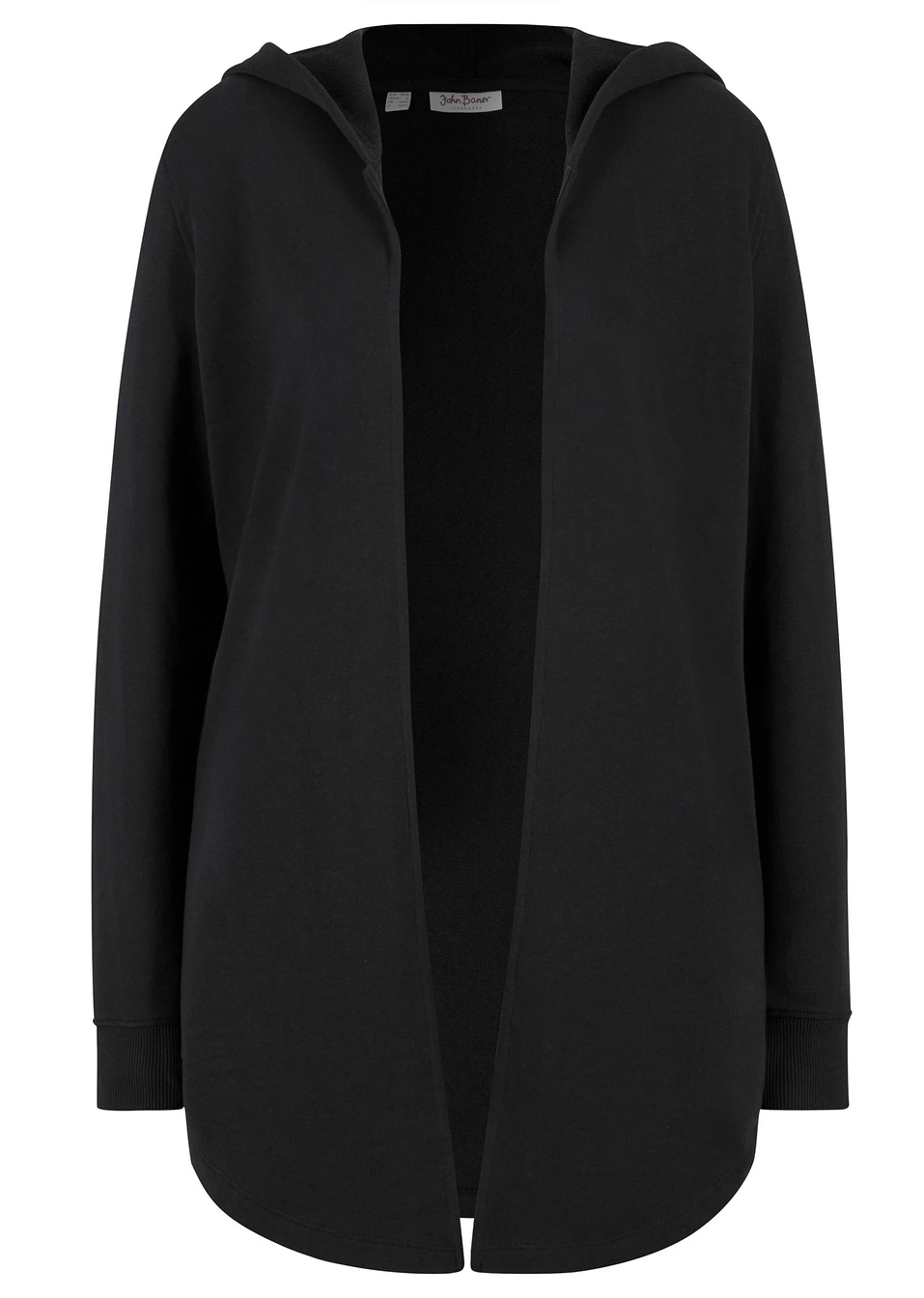 Ανοιχτή ζακέτα φούτερ από σύμμεικτο βαμβάκι-Μαύρο-John Baner JEANSWEAR