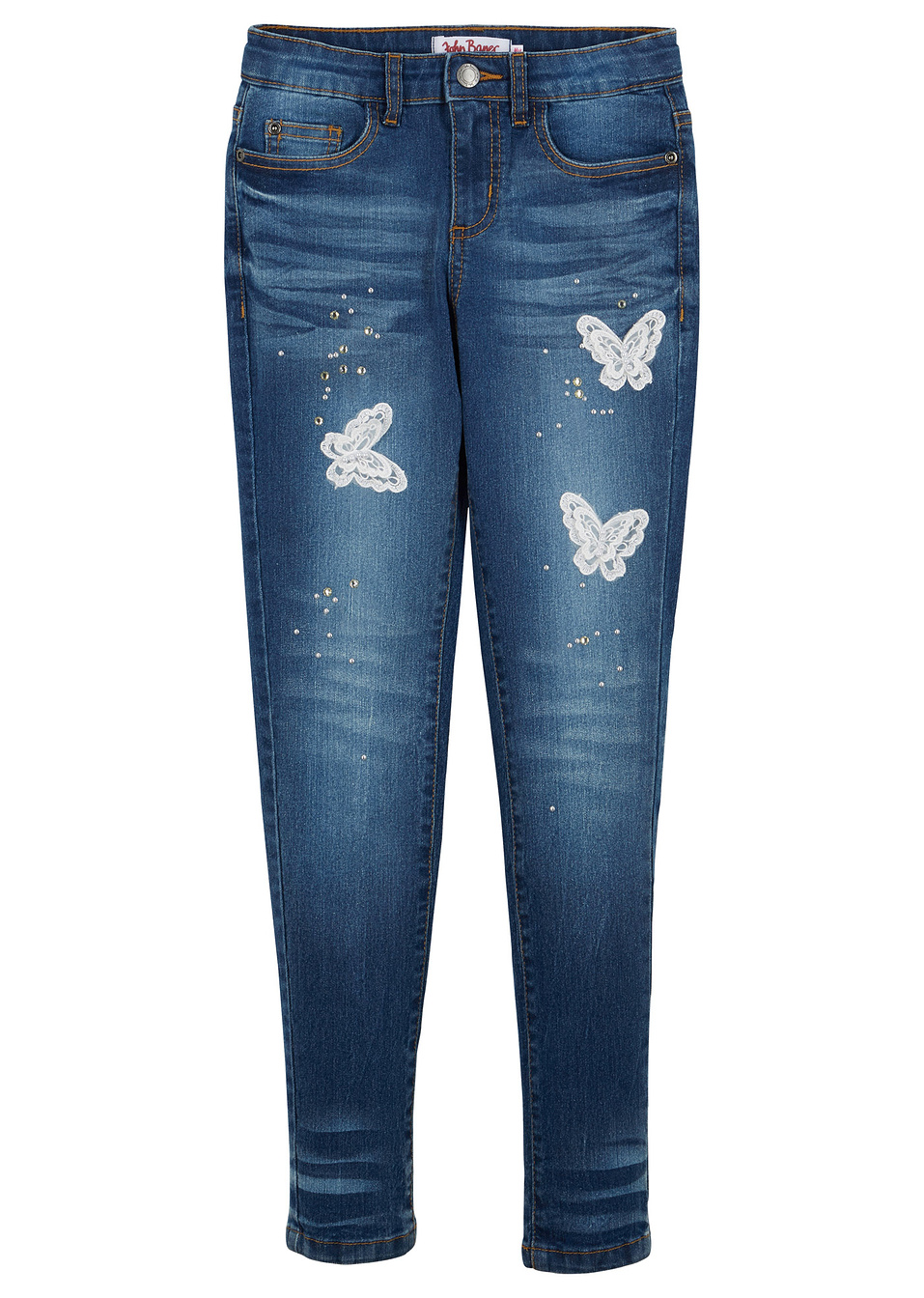 Τζιν με απλικαρισμένες πεταλούδες-Μπλε πετροπλυμένο-John Baner JEANSWEAR
