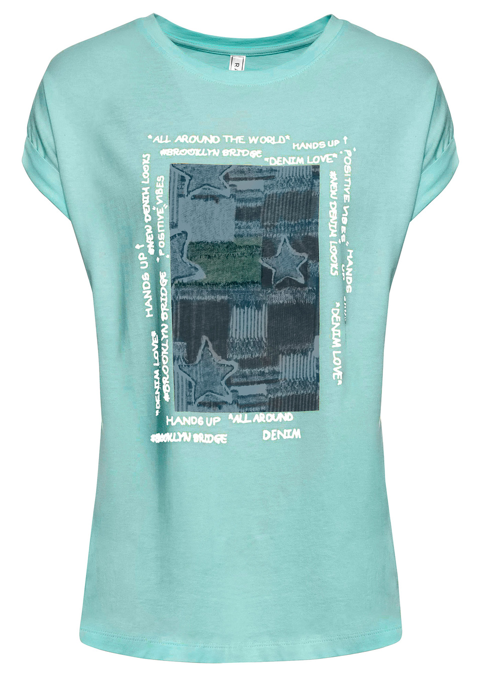 Μπλούζα με στάμπα-Θαλασσί παστέλ-RAINBOW