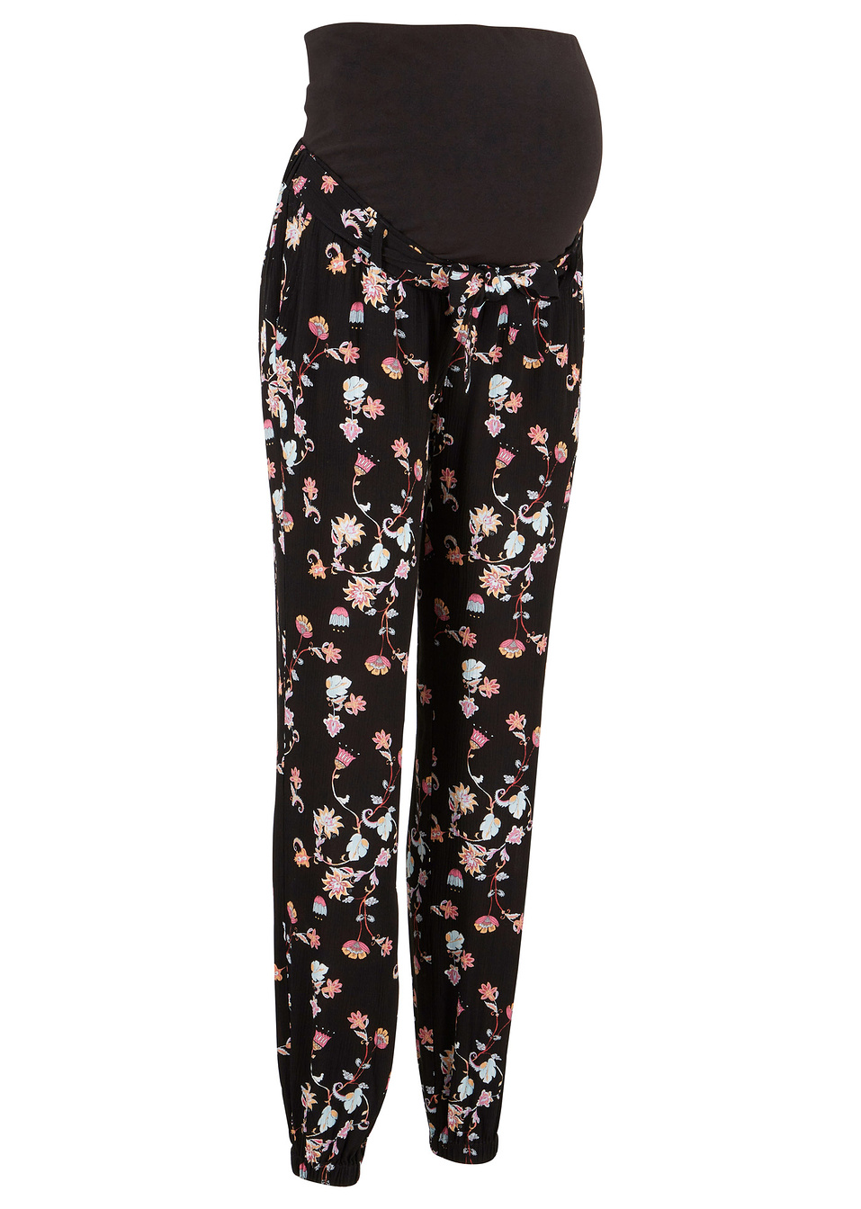 Панталон за бременни loose fit-Черно пъстро-bpc bonprix collection