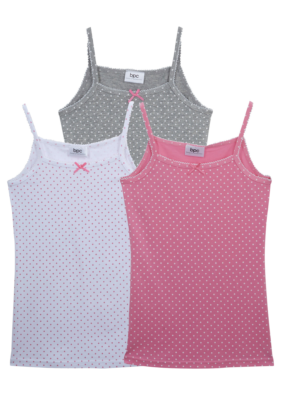 Φανελάκι (συσκευασία των 3)-Ροζ/Λευκό/Γκρι ανοιχτό μελανζέ-bpc bonprix collection