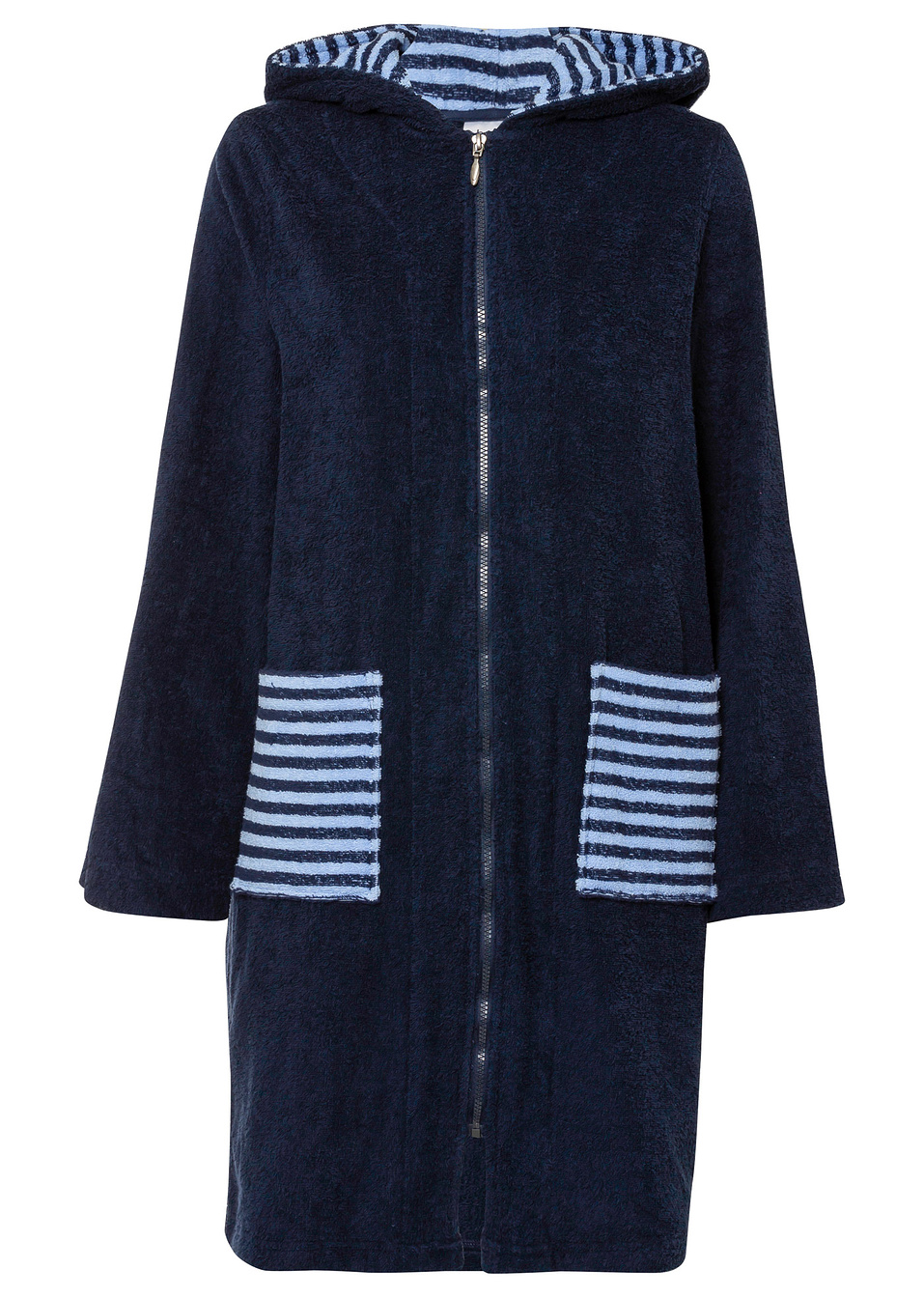 Μπουρνούζι από πετσέτα-Μπλε σκούρο/Μπλε περλέ ριγέ-bpc bonprix collection