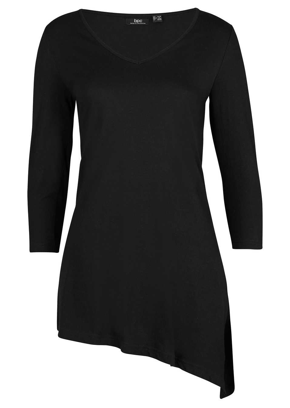 Μακριά ασύμμετρη μπλούζα-Μαύρο-bpc bonprix collection