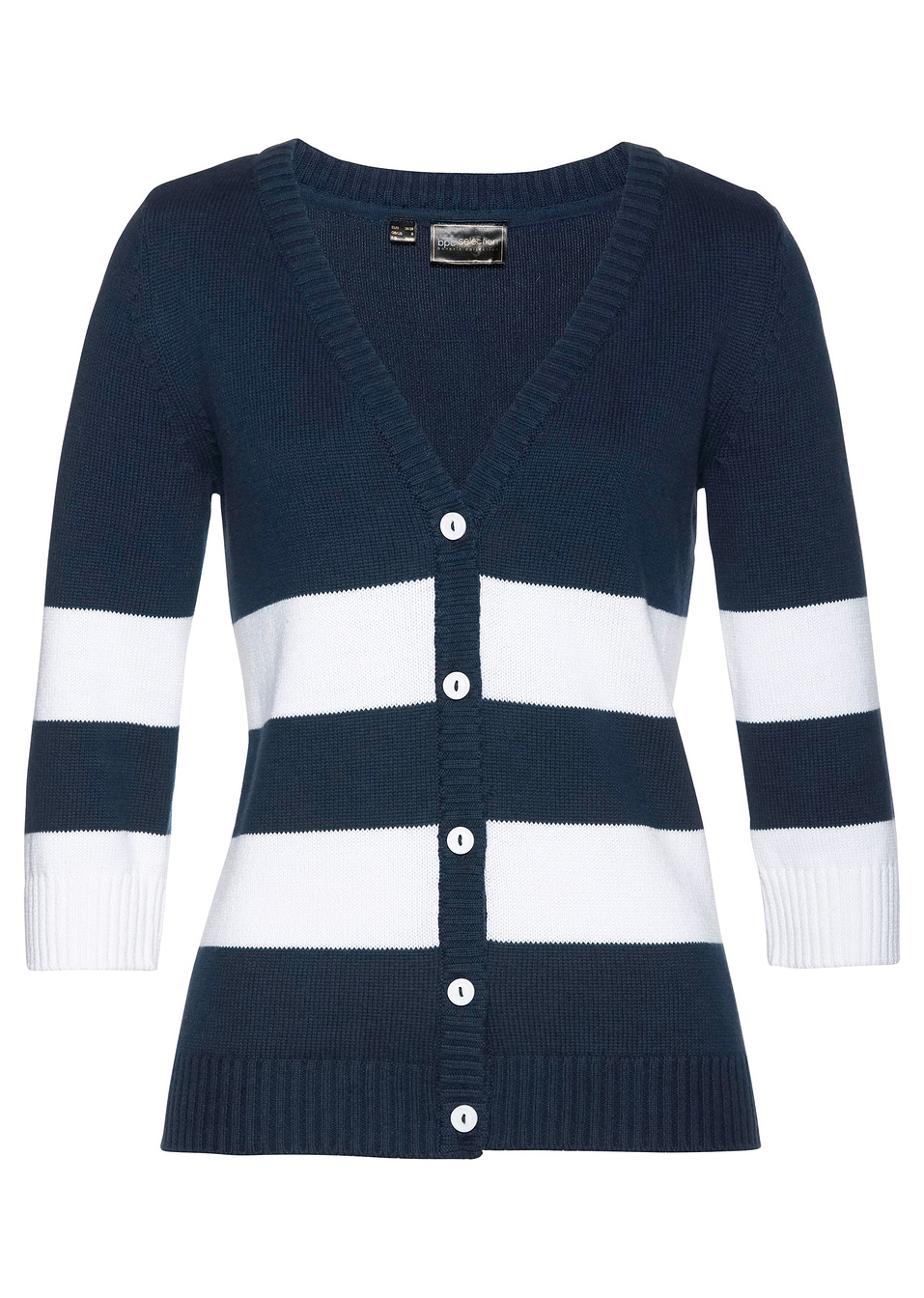 Жилетка-Тъмно синьо/Бяло-bpc selection bonprix collection