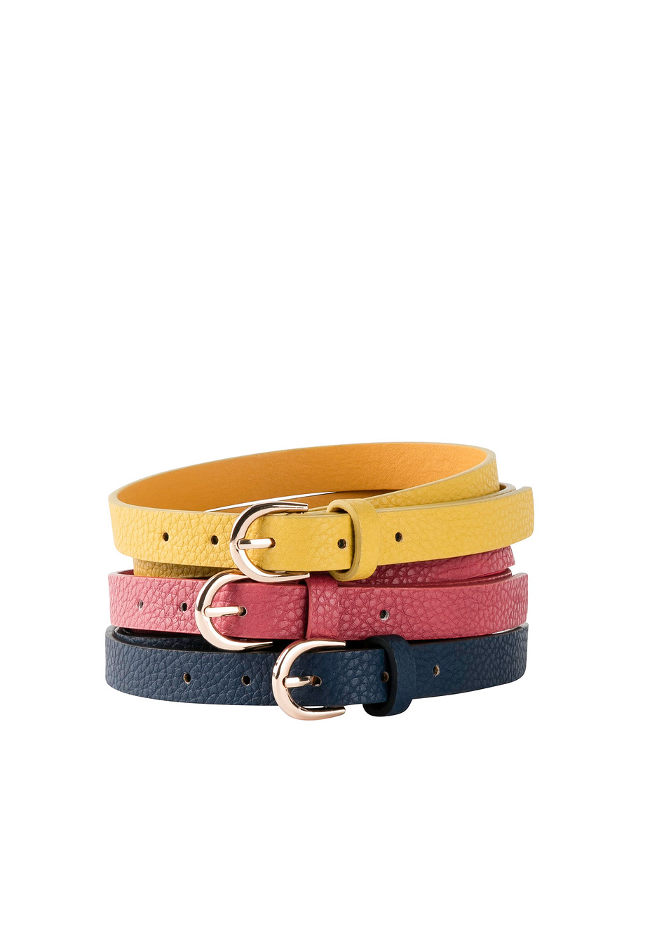 Колан (комплект от 3 броя)-Малиново опушено + Тъмно синьо + Жълто-bpc bonprix collection