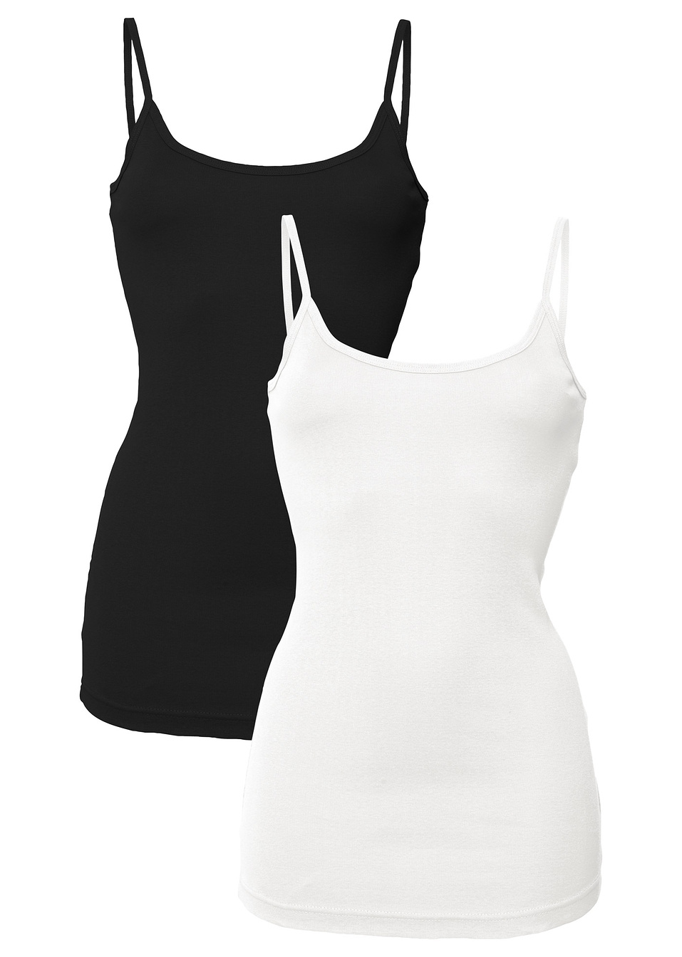 Τοπ με λεπτές τιράντες (συσκευασία των 2)-Λευκό + Μαύρο-RAINBOW