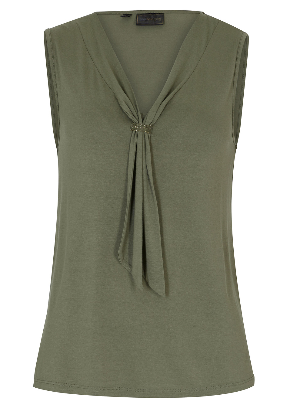 Τοπ με φιόγκο-Πράσινο λαδί σκούρο-bpc selection bonprix collection