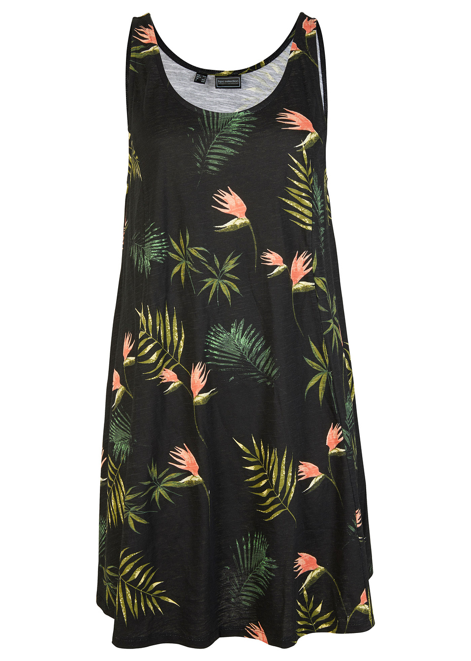 Βιώσιμο φόρεμα για την παραλία-Μαύρο/Πράσινο εμπριμέ-bpc selection bonprix collection