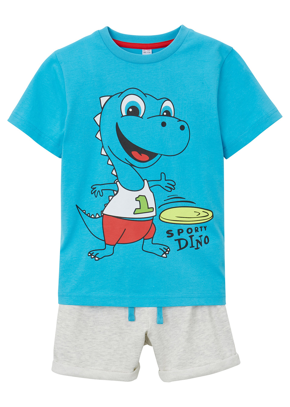 T-shirt και βερμούδα (σετ 2 τεμ.)-Τιρκουάζ/Εκρού μελανζέ-bpc bonprix collection