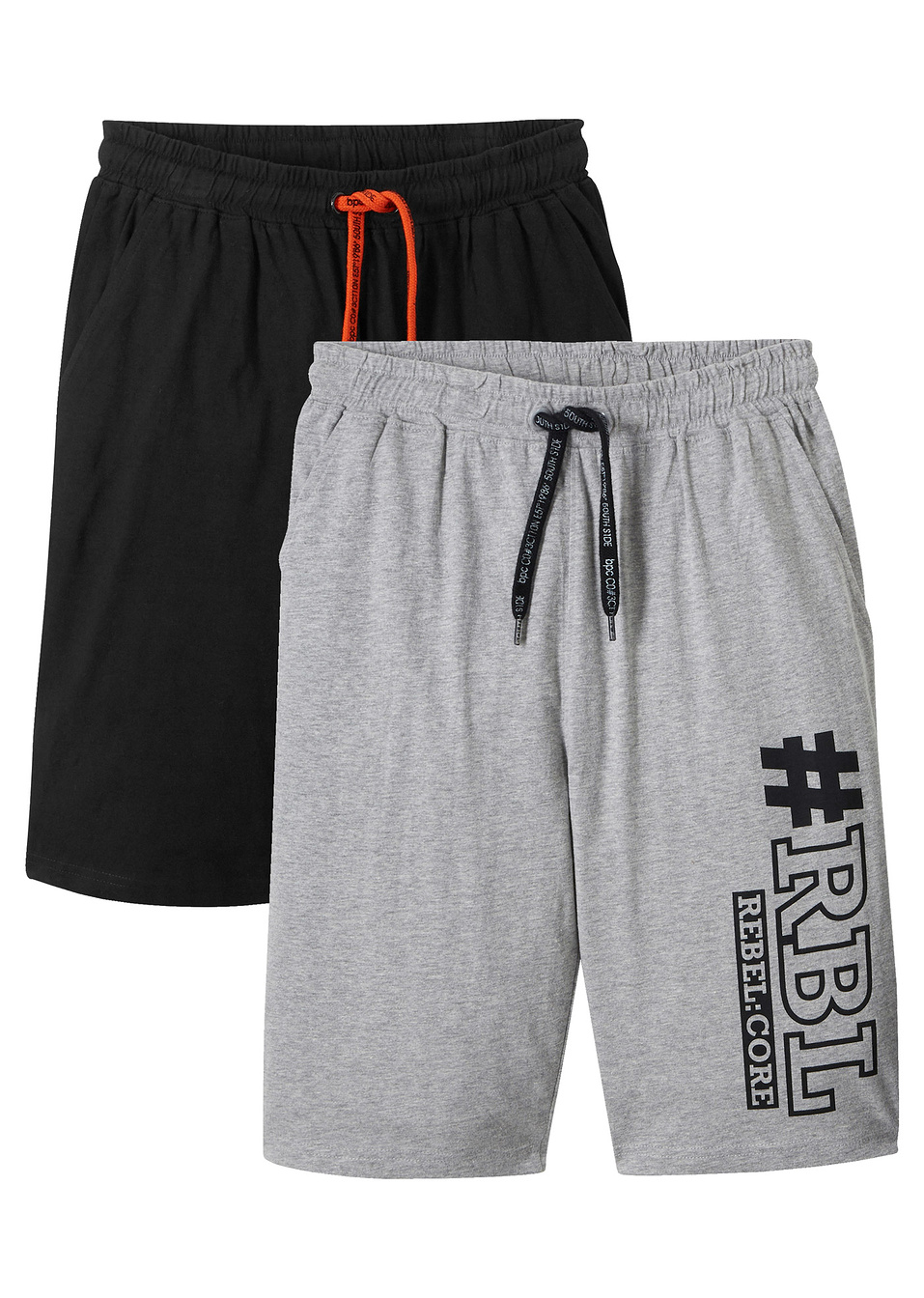 Βερμούδα ζέρσεϊ (συσκευασία των 2)-Μαύρο/Γκρι ανοιχτό μελανζέ-bpc bonprix collection
