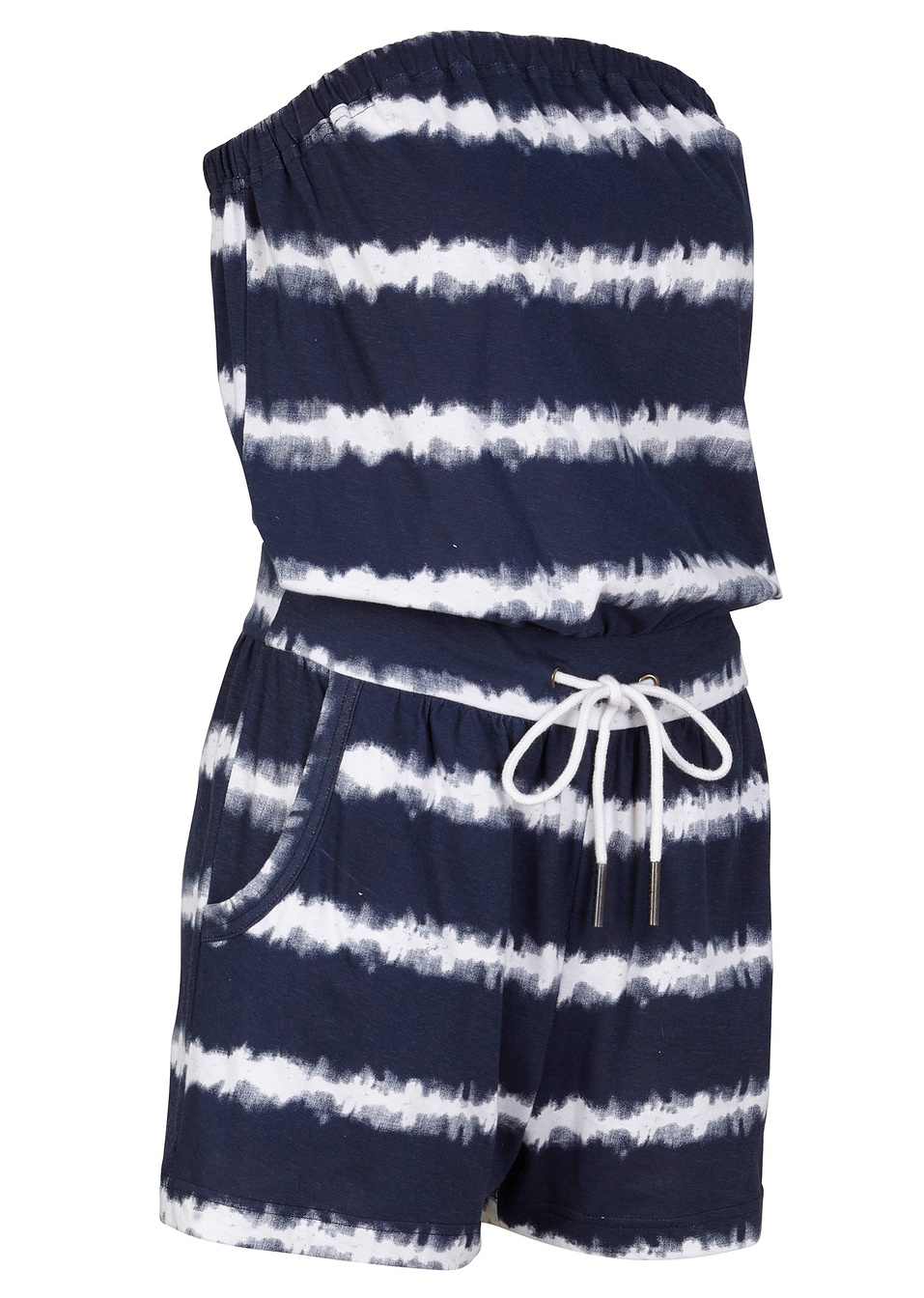 Къс гащеризон без презрамки-Тъмно синьо/Бяло-bpc bonprix collection