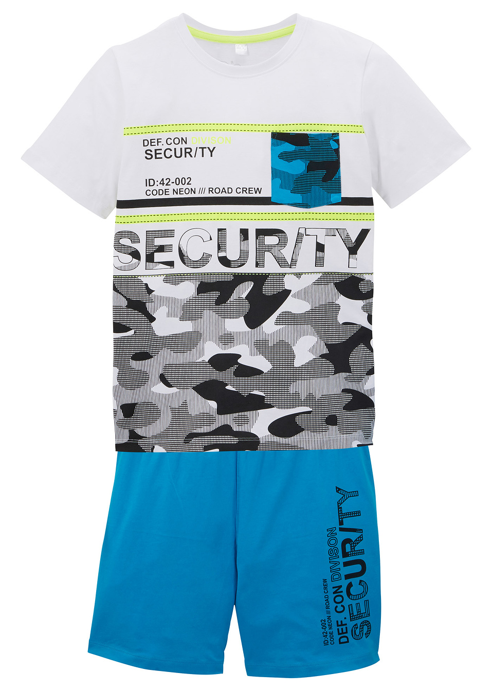 Тениска и бермуди (комплект от 2 части)-Тюркоазено/Бяло с принт-bpc bonprix collection