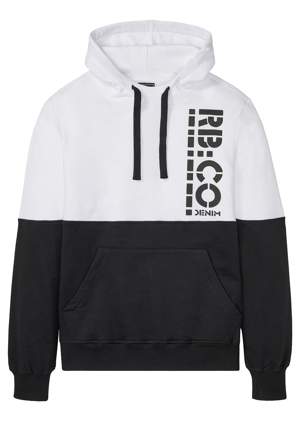 Суитчър с качулка slim fit-Черно/Бяло с щампа-RAINBOW