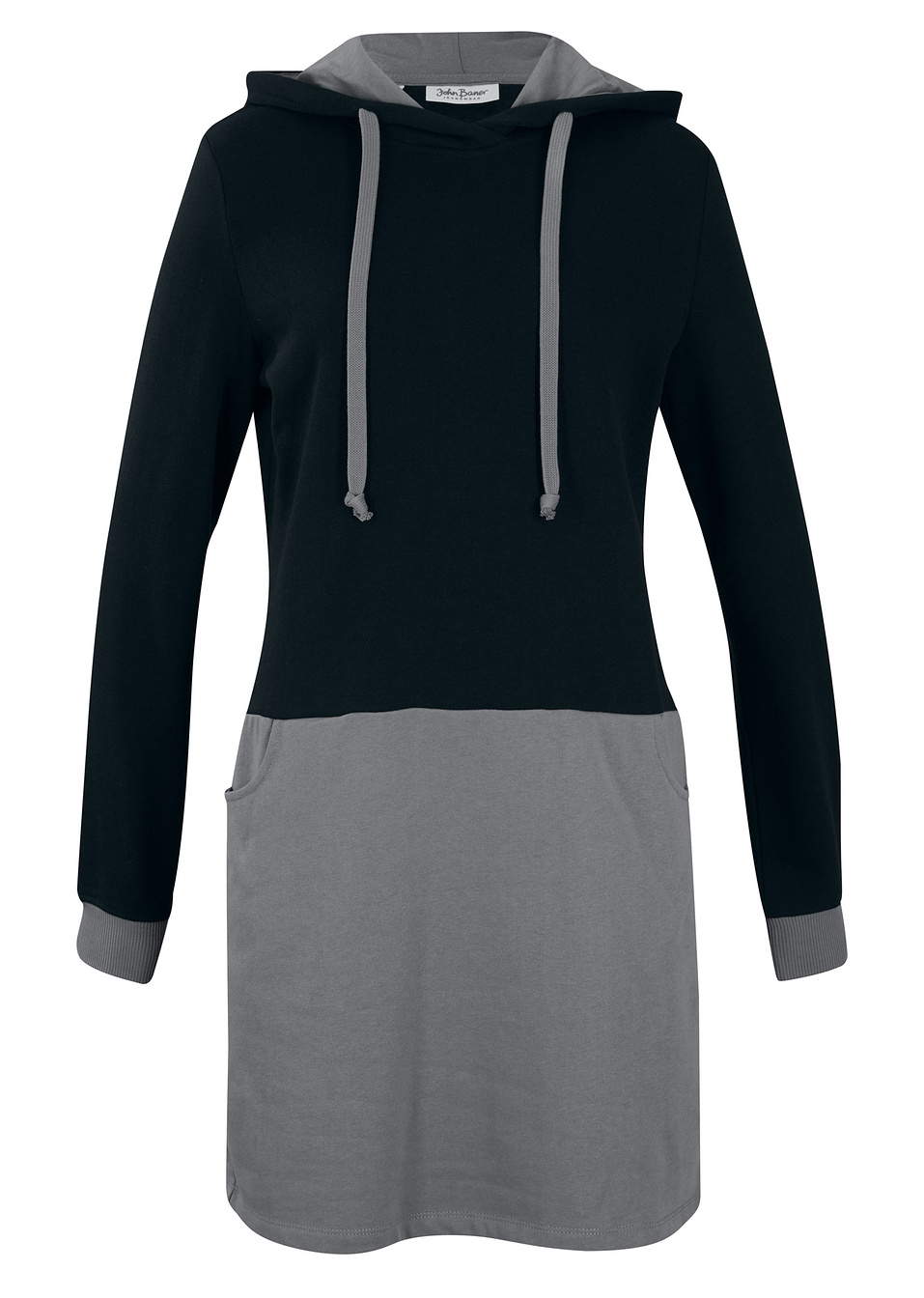 Φόρεμα φούτερ-Γκρι/Μαύρο-John Baner JEANSWEAR