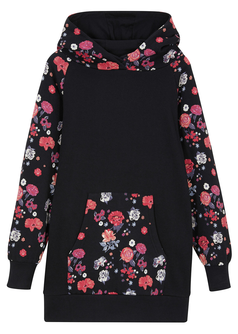 Φόρεμα φούτερ από βιολογικό βαμβάκι με κουκούλα-Μαύρο-bpc bonprix collection