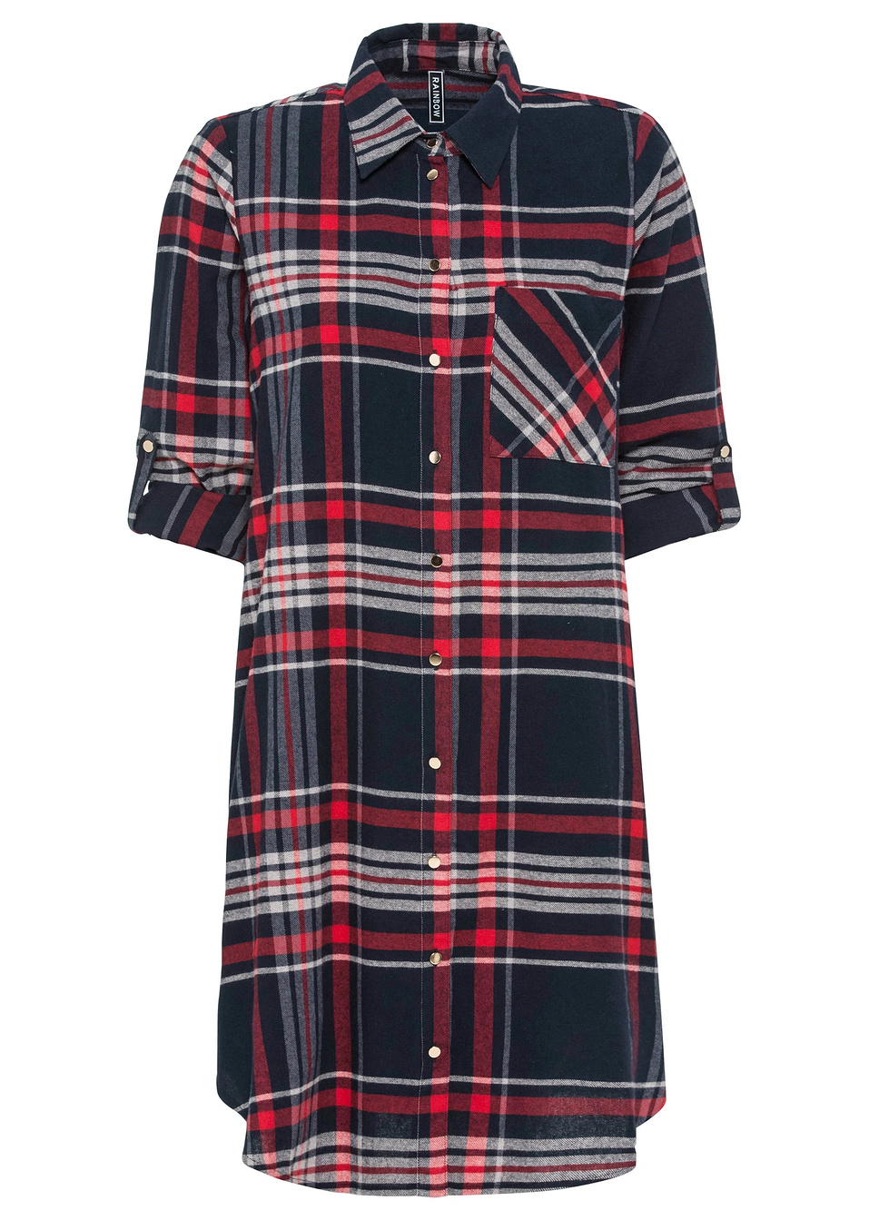 Φόρεμα chemisier-Μπλε σκούρο/Κόκκινο/Λευκό καρό-RAINBOW