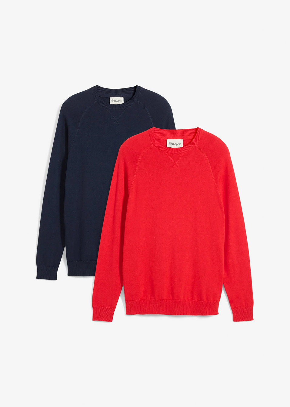Βαμβακερό πουλόβερ (συσκευασία των 2)-Μπλε σκούρο + Φραουλί-bpc bonprix collection