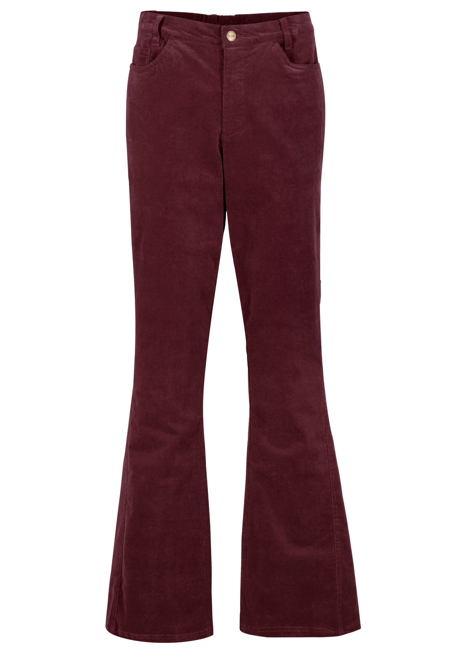 Ελαστικό βελούδινο παντελόνι καμπάνα με ζωνάκι comfort-Κόκκινο του σφενδάμου-bpc bonprix collection