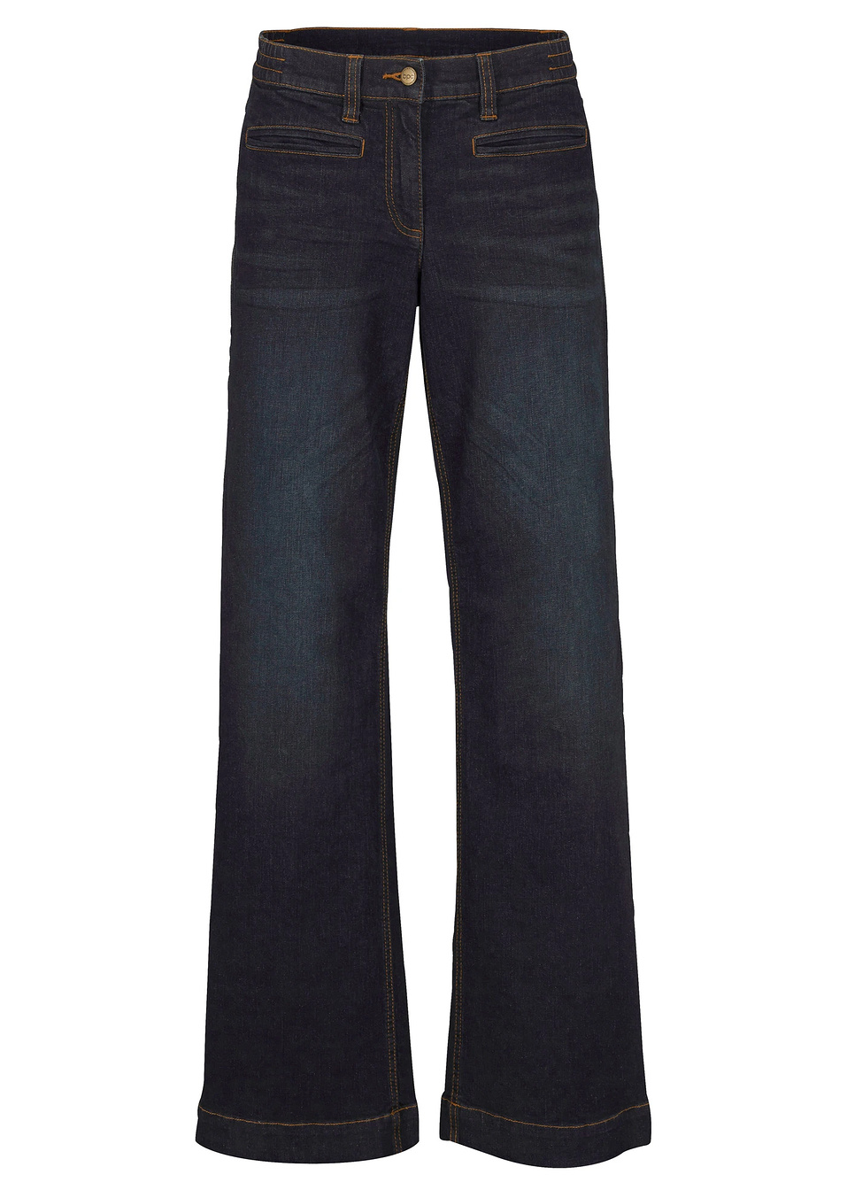 Τζιν με φαρδιά μπατζάκια και ζωνάκι comfort-Dark denim-bpc bonprix collection