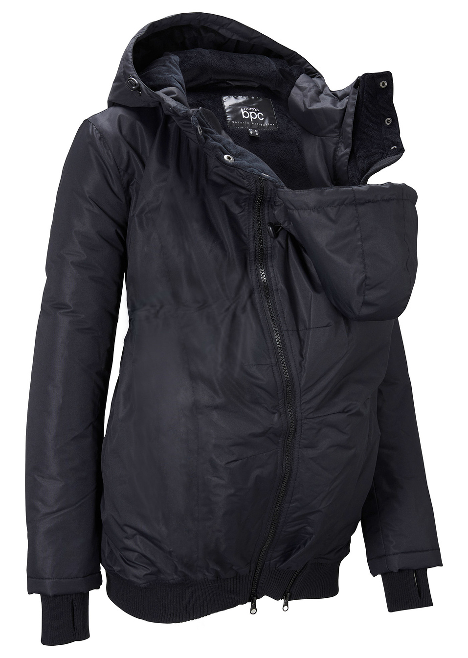 Зимно яке за бременни с приставка за бебеносене-Черно-bpc bonprix collection