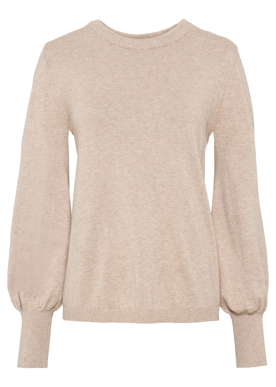 Πουλόβερ με μανίκια balloon-Μπεζ μελανζέ-BODYFLIRT