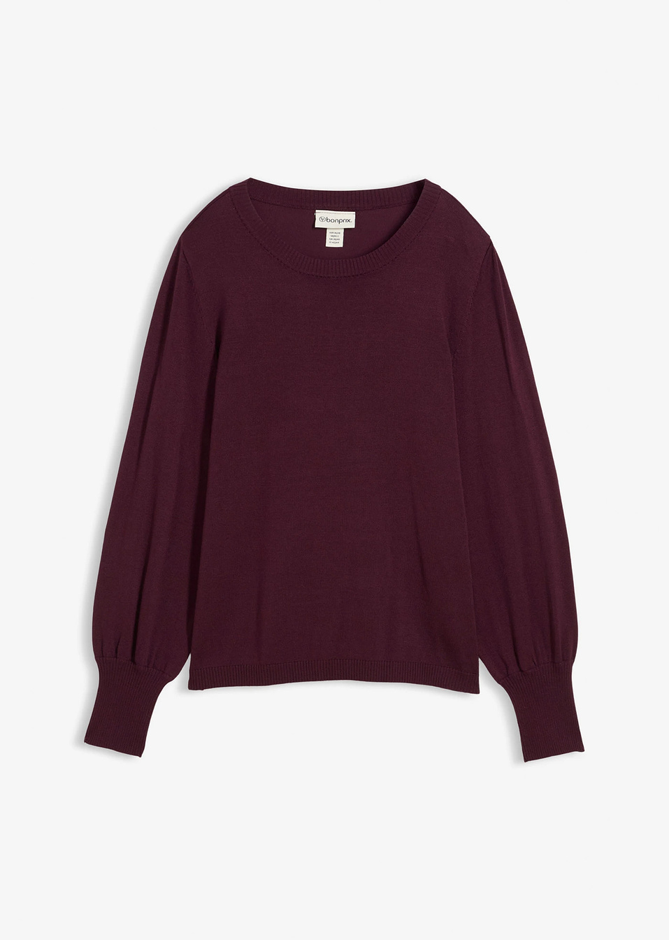 Πουλόβερ με μανίκια balloon-Μπορντό-BODYFLIRT